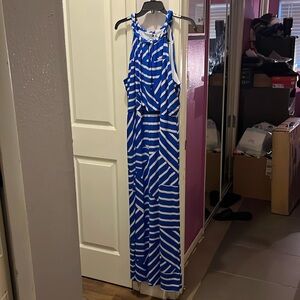 Lane Bryant Blue and White Striped Maxi Dress